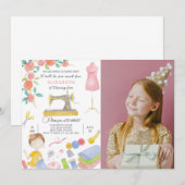 Naaiuitnodiging voor verjaardag met foto kaart (Voorkant / Achterkant)