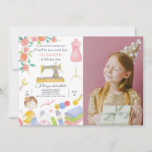 Naaiuitnodiging voor verjaardag met foto