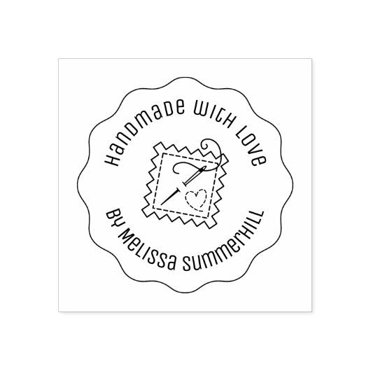 Naaivaartuig handgemaakt met liefdesavy rubberstempel (Afrduk)