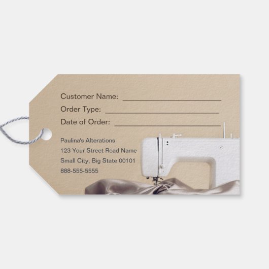 Naaiveranderingen Diensten Seamstress Hang Label Cadeaulabel (Achterkant Horizontaal)