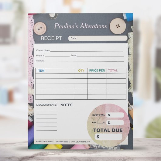 Naaiwijzigingen Naadstress Factuurbestelformulier Notitieblok