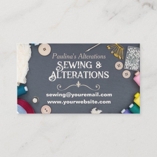 Naaiwijzigingsdiensten Seamstress Visitekaartje (Voorkant)