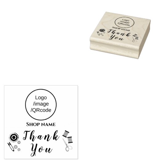 Naaiwinkel bedrijf dank u rubberstempel (Gestempeld)