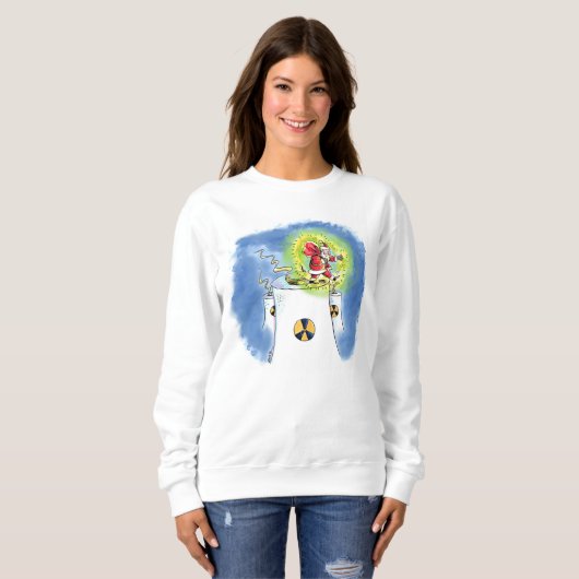 Naakt Kerstman vrouwen witte sweatshirt (Voorkant volledig)