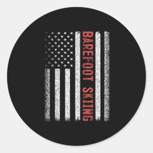 Naakt skiën Amerikaanse vlag 4 juli  Ronde Sticker