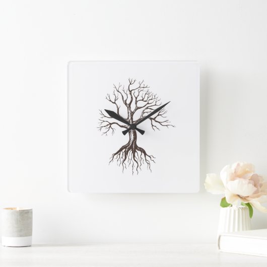 Naakte boom vierkante klok (Huis)