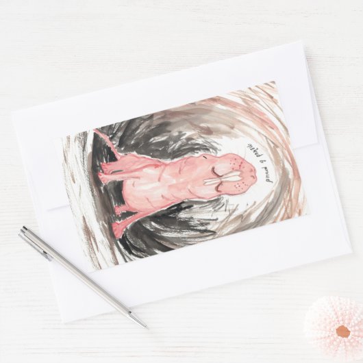 Naakte (en trotse) molrat rechthoekige sticker (Envelop)