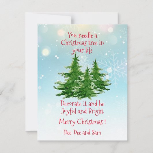 Naald een kerstboom Flat Holiday Kaart (Voorkant)