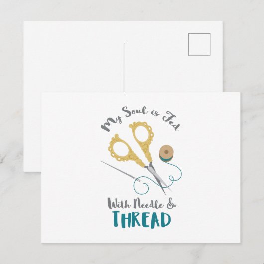 Naald en draad briefkaart (Voorkant / Achterkant)