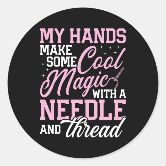 Naald en draad kruissteek ambacht quilten S Ronde Sticker (Voorkant)