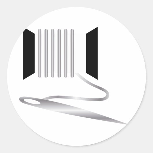 Naald en draad ronde sticker (Voorkant)