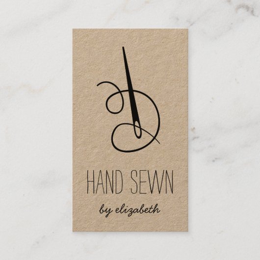 Naald en draad | Rustic Kraft Vertical Visitekaartje (Voorkant)