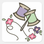 Naald en draad vierkante sticker (Voorkant)