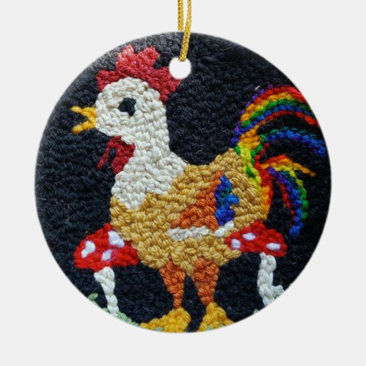 Naald-punch haan ontwerp ornament (Voorkant)
