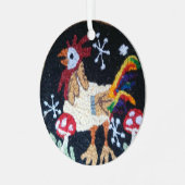 Naald-punch haan ontwerp ornament (Voorkant links)