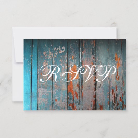 Naaldblauw hout Rustige RSVP-kaarten RSVP Kaartje (Achterkant)
