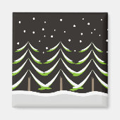 Naaldbomen in de winter magneet (Voorkant)