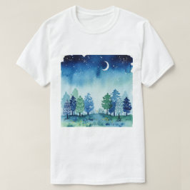 Naaldbos onder een sterrenhemel t-shirt