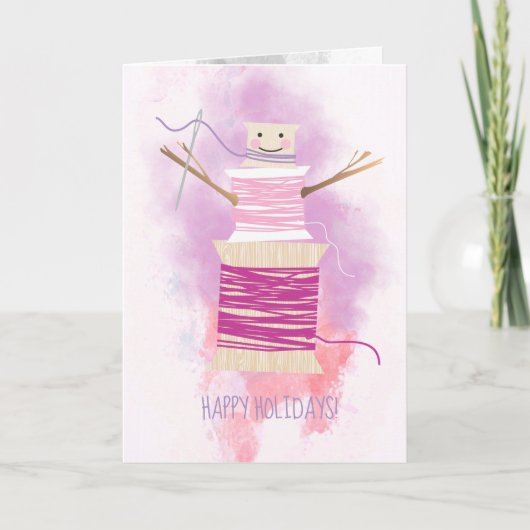 Naalddraad sneeuwman naaien ambachten Kerstmis Feestdagen Kaart (Voorkant)