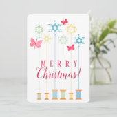 Naalddraad vlinders ambachten Kerstkaart (Staand voorkant)