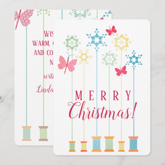 Naalddraad vlinders ambachten Kerstkaart (Voorkant / Achterkant)