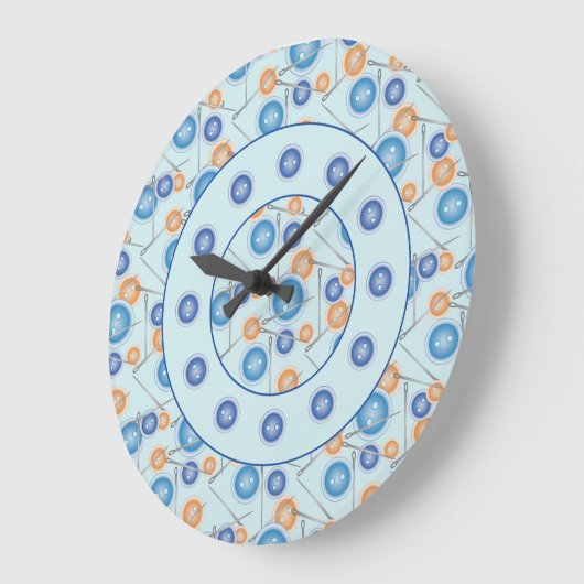 Naalden en Buttonnen Patroonblauw Grote Klok (Hoek)