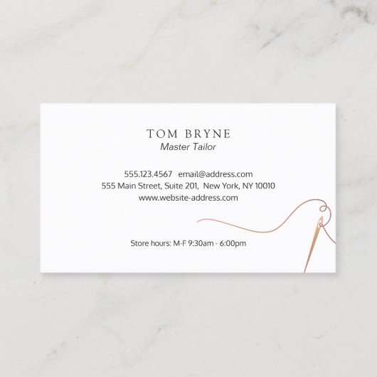 Naalden en schroefdraad visitekaartje (Achterkant)