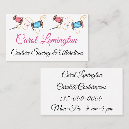 Naalden en threads op maat visitekaartje (Voorkant / Achterkant)