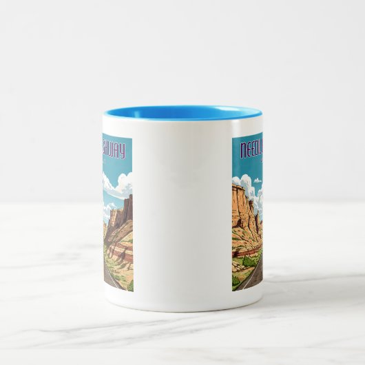 Naalden Highway South Dakota Landschap Tweekleurige Koffiemok (Center)