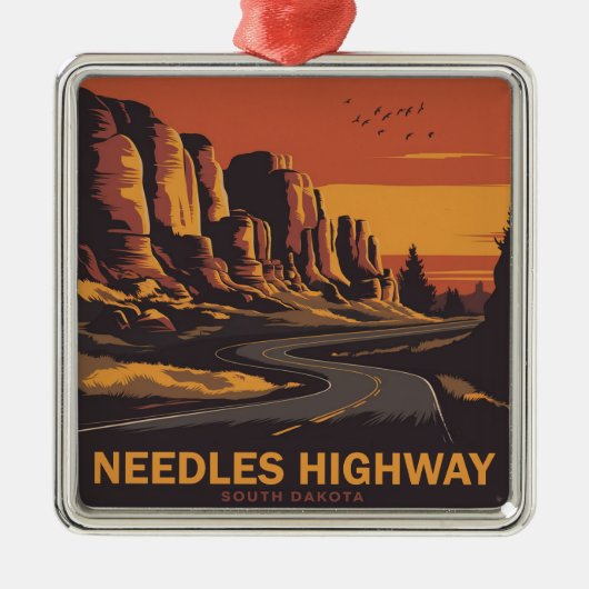 Naalden Highway South Dakota Red Sky Metalen Ornament (Voorkant)