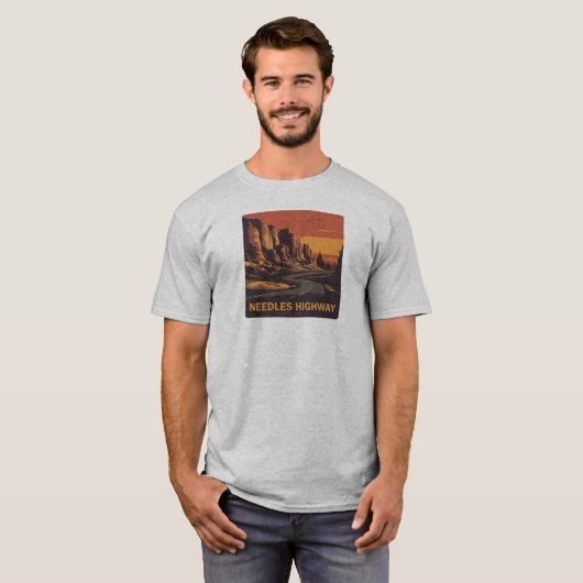 Naalden Highway South Dakota Red Sky T-shirt (Voorkant volledig)