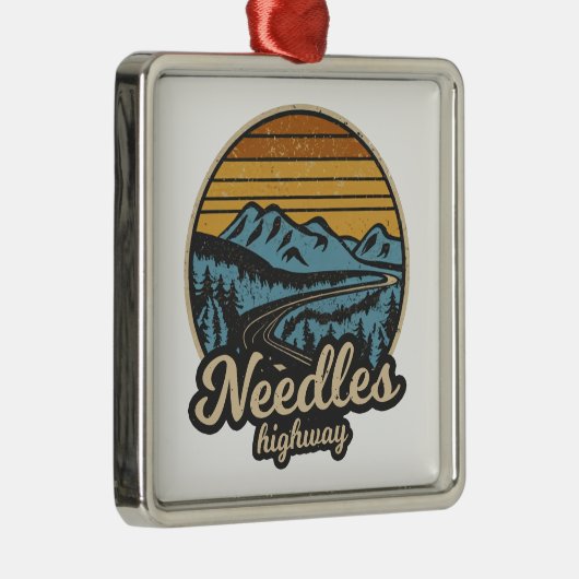 Naalden Highway South Dakota Retro Metalen Ornament (Rechts)