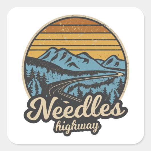 Naalden Highway South Dakota Retro Vierkante Sticker (Voorkant)