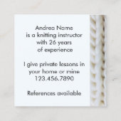 Naalden in de kunstsport vierkante visitekaartje (Achterkant)