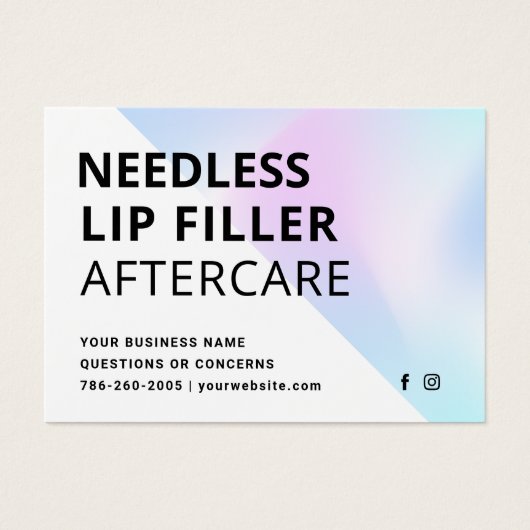 Naalden Lips Filler Hyaluronic Aftercare Kaart (Voorkant)