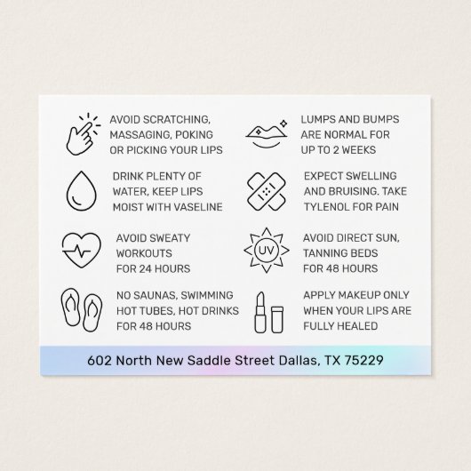Naalden Lips Filler Hyaluronic Aftercare Kaart (Achterkant)