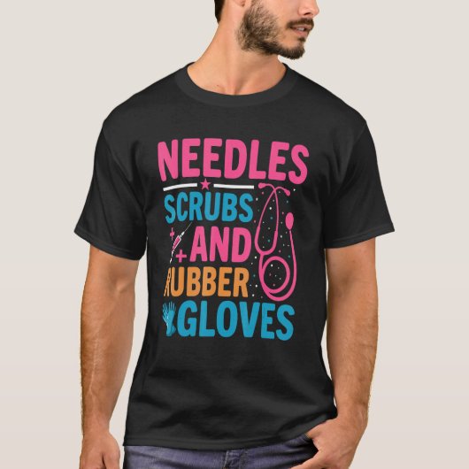 Naalden Operatiekleding Rubber Handschoenen Bloeda T-shirt (Voorkant)
