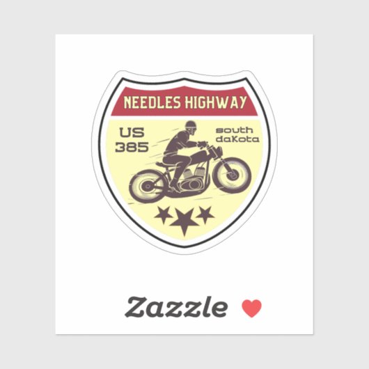 Naalden Snelweg Motorfiets Road Trip Zuid Dakota Sticker (Vel)