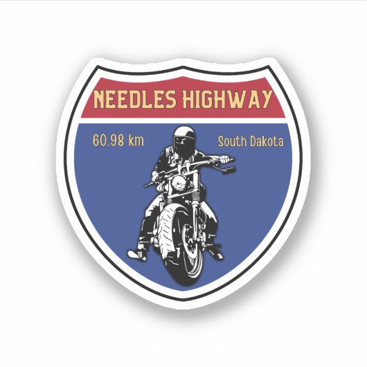 Naalden Snelweg Motorfiets Road Trip Zuid Dakota Sticker (Voorkant)