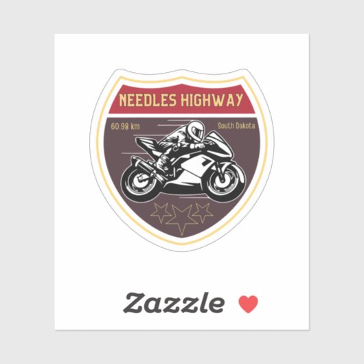 Naalden Snelweg Motorfiets Road Trip Zuid Dakota Sticker (Vel)