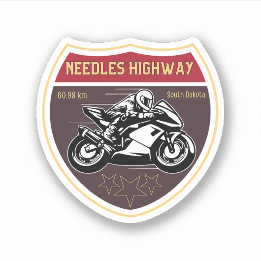 Naalden Snelweg Motorfiets Road Trip Zuid Dakota Sticker (Voorkant)