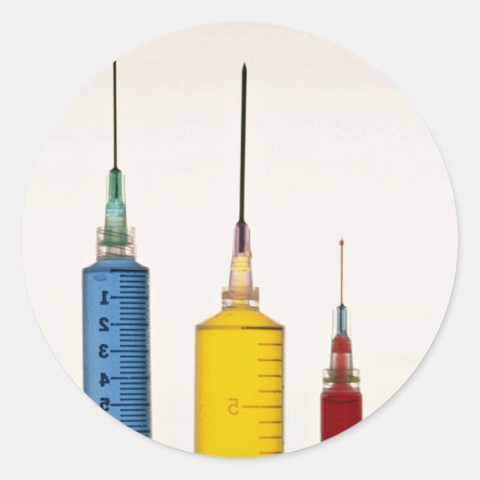 Naalden voor hypodermale injectie ronde sticker (Voorkant)