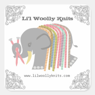 Naaldgaren van olifant, van hout vierkante sticker