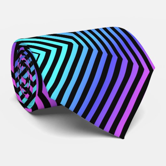 Naaldgloed Draaiend Zigzag Stripes patroon Stropdas (Opgerold)