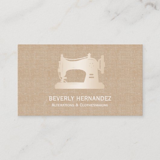 Naaldnaaimachines voor goudnaai Beige linnen Visitekaartje (Voorkant)