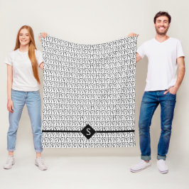 Naaldnaalden Initiaal wit + zwart Fleece Deken