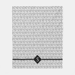 Naaldnaalden Initiaal wit + zwart Fleece Deken