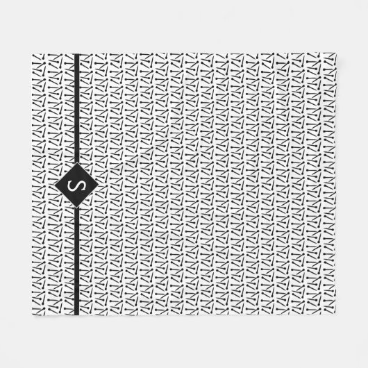 Naaldnaalden Initiaal wit + zwart Fleece Deken (Voorkant (Horizontaal))