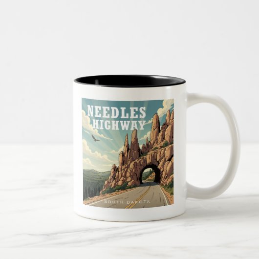 Naald's Highway South Dakota Eagle Tweekleurige Koffiemok (Rechts)