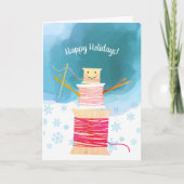 Naaldschroefsnowman naaigartels voor kerstmis Holi Feestdagen Kaart (Voorkant)